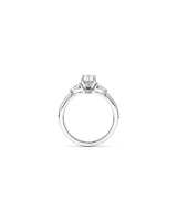 0.77 Carat TW Oval & Marquise Cut Three Stone Engagement Ring in 18kt White Gold