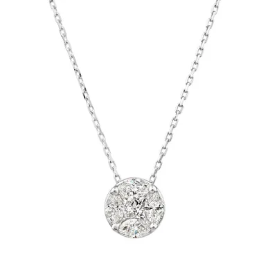 0.39 Carat TW Multistone Princess and Marquise Cut Diamond Pendant in 10kt White Gold