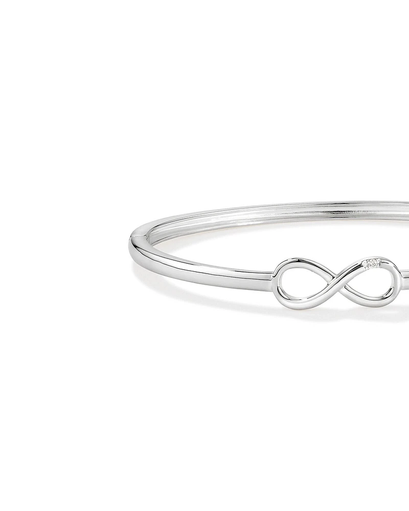 Diamond Accent Infinity Oval Hinge Bangle in Sterling Silver