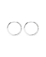 0.25 Carat TW Diamond Dot Dash Hoop Earrings in 10kt White Gold