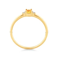 3 Stone Ring with Citrine & Diamonds in 10kt Yellow Gold