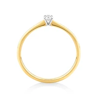 0.10 Carat TW Round Brilliant Cut Diamond Solitaire Promise Ring in 10kt Yellow and White Gold