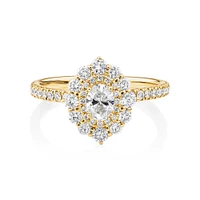 Sir Michael Hill Designer Oval Engagement Ring with 0.92 Carat TW Diamonds in 18kt Gold