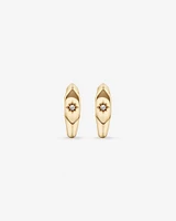 Diamond Star Accent Signet Huggie Hoop Earrings in 10kt Yellow Gold