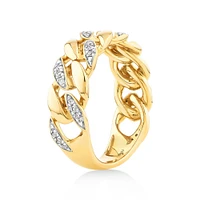 Curb Link Ring with 0.15 Carat TW of Diamonds in 10kt Yellow Gold