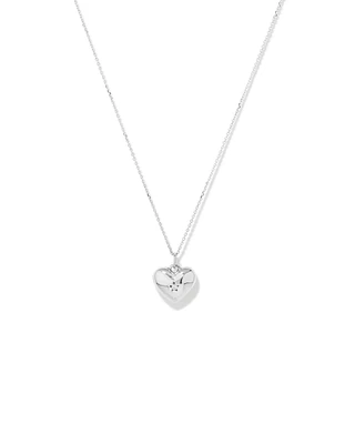 Diamond Accent Puff Heart Locket Necklace in Sterling Silver