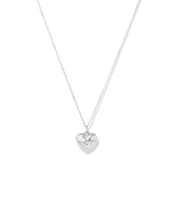 Diamond Accent Puff Heart Locket Necklace in Sterling Silver