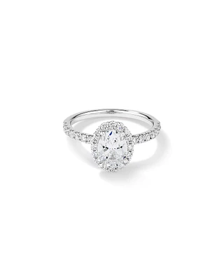 1.78 Carat TW Oval Laboratory-Grown Diamond Halo Engagement Ring in 14kt White Gold