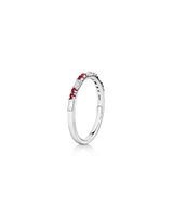 Ruby & Diamond Dot Dash Ring with 0.16 Carat TW in 10kt White Gold