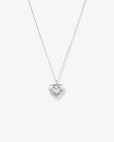 Floral Love Heart Locket Necklace in Sterling Silver