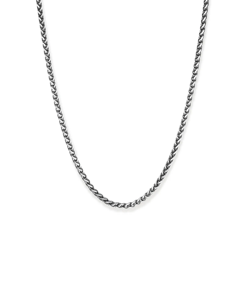 Collier chaîne gourmette épi 55 cm (21,6") largeur 4,1 mm en argent sterling oxydé