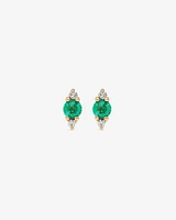 3 Stone Emerald Earrings with .04 Carat TW Diamonds in 10kt Yellow Gold