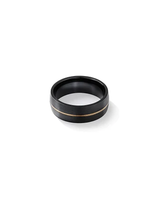 Ring Black Titanium with Fine 10kt Yellow Gold Inlay