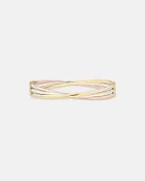 Tri Tone Oval Russian Bangle in 10kt Yellow, Rose and White Gold