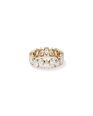 5.90 Carat TW Pear Cut Laboratory-Grown Diamond Eternity Ring in 14kt Yellow Gold