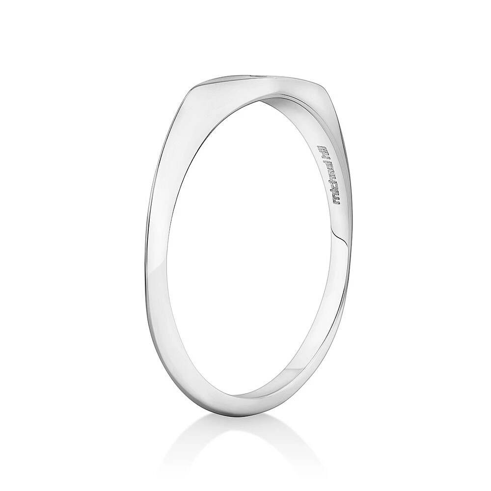 Bague chevalière étroite avec accent d'étoile en diamant argent sterling