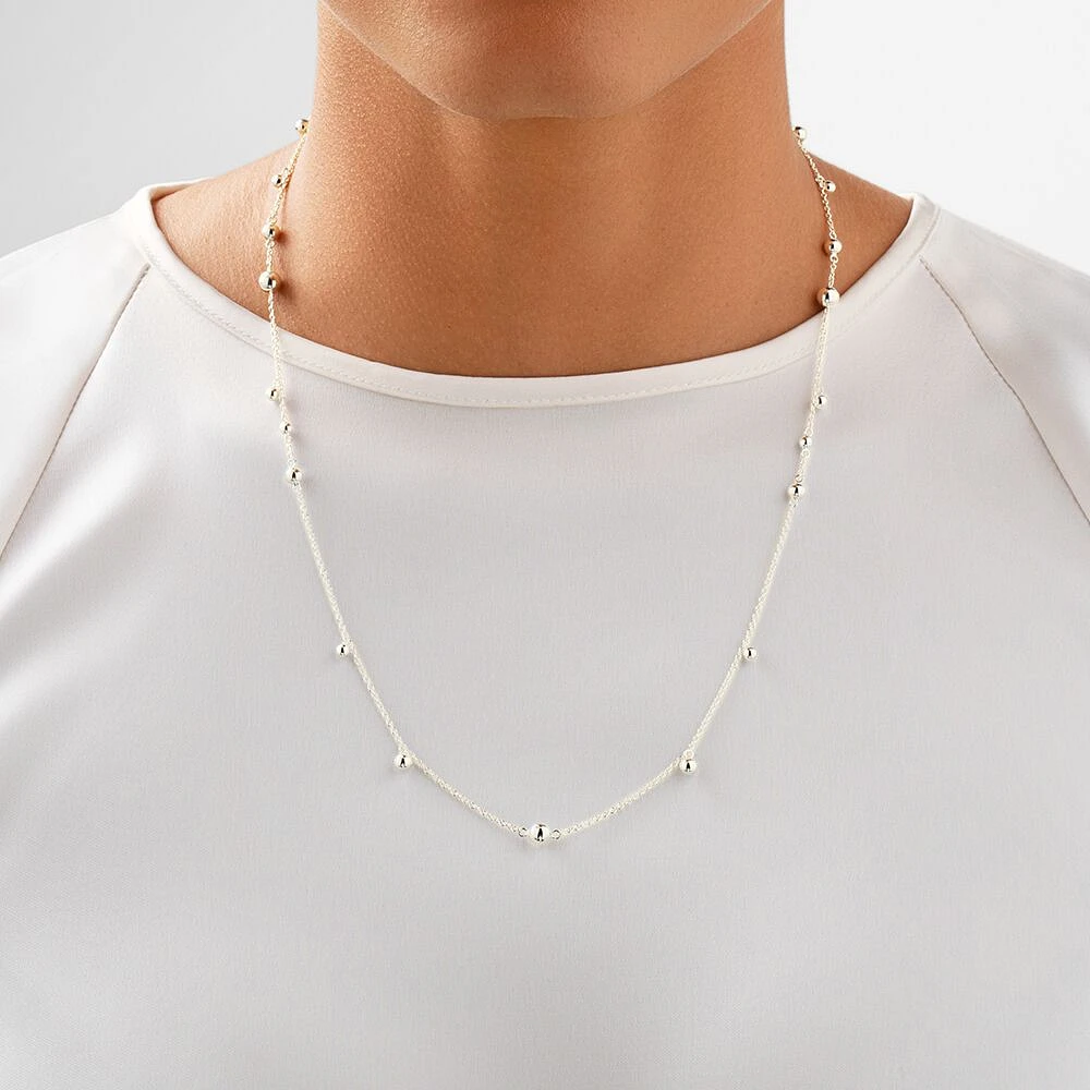 60cm (24") Bead Necklace in Sterling Silver