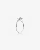 Halo Oval Engagement Ring with 0.92 Carat TW of Diamonds in 14kt White Gold