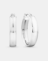 15mm Flat Round Hoop Earrings in 10kt White Gold