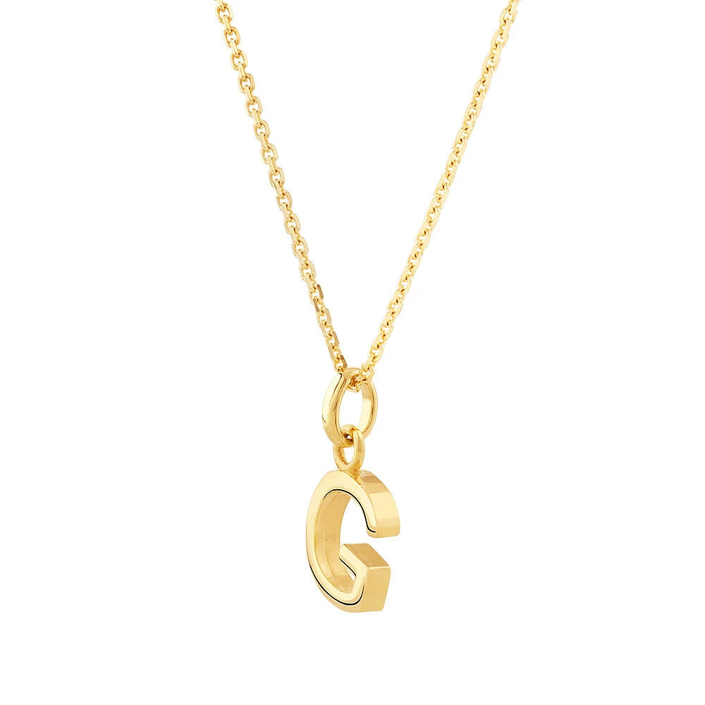 "H" Initial Pendant with Chain in 10kt Yellow Gold