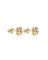 Cubic Zirconia Four Leaf Clover Stud Earrings in 10kt Yellow Gold