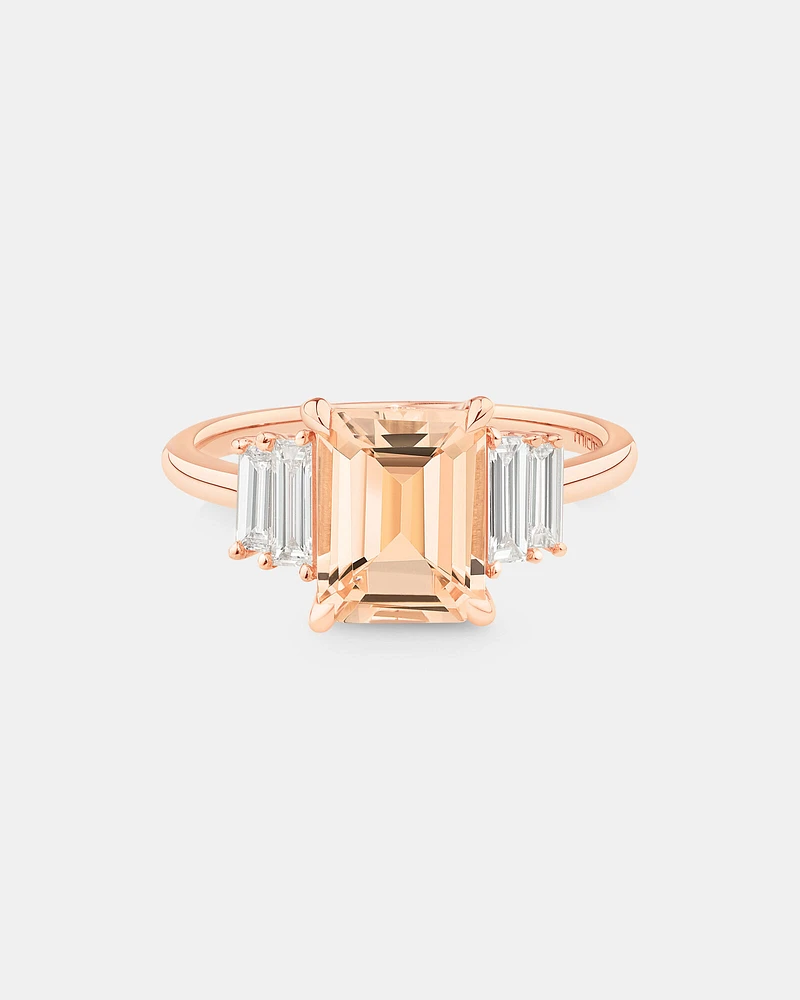 Morganite Ring with 0.30 Carat TW Diamonds in 14kt Rose Gold