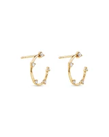 Diamond Studded Open Hoop Earrings in 10kt Yellow Gold