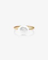 Ring with 9-10mm Cultured Freshwater Baroque Pearls in 10kt Yellow Gold