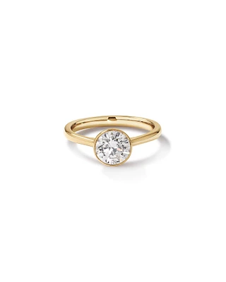 Bague de fiançailles solitaire sertie clos en diamant rond brillant de 1,25 carat TW, en or jaune 14 kt