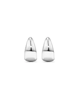 Polished Half Hoop Dome Stud Earrings in Sterling Silver