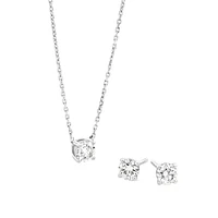 0.60 Carat TW Laboratory-Grown Diamond Stud Earrings & Pendant Set in 10kt White Gold