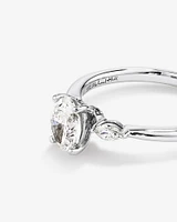 0.77 Carat TW Oval & Marquise Cut Three Stone Engagement Ring in 18kt White Gold