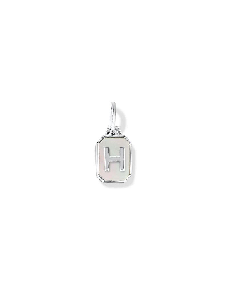 Letter F Mother of Pearl Initial Pendant in Sterling Silver