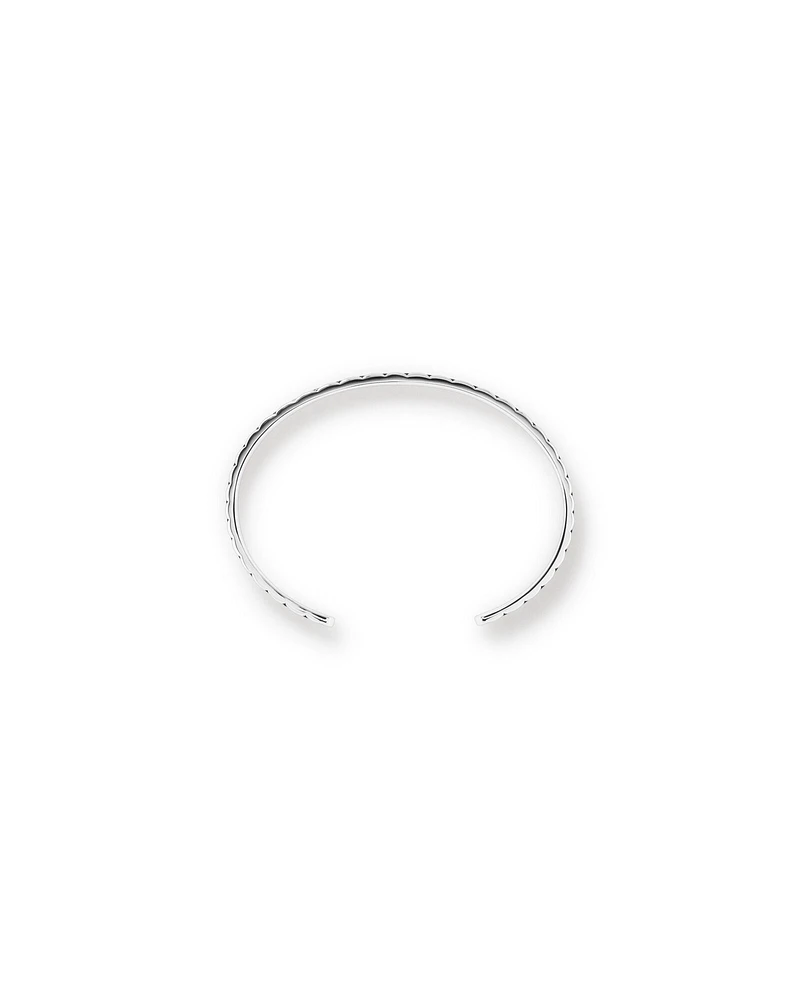 Men's Link Pattern Textured Cuff Bangle in Sterling Silver