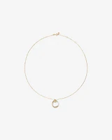 Two-Tone Double Circle Pendant Hammered Finish Necklace in 10kt White and Yellow Gold