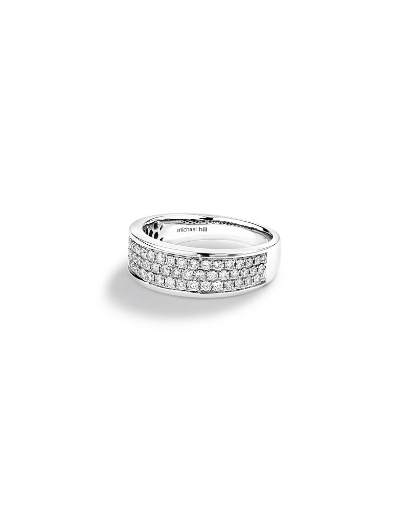 Men's Pave Ring with 0.87 Carat TW of Diamonds in 10kt White Gold