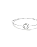 Fine Double Circle Diamond Bangle in Sterling Silver