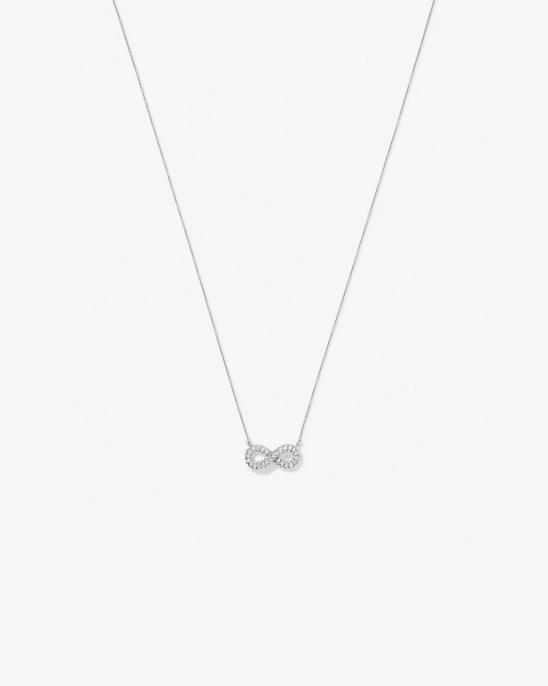 Cubic Zirconia Puff Infinity Pendant Necklace in Sterling Silver