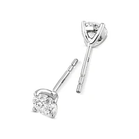 0,75 Carat TW Boucles d'oreilles puces solitaires en or blanc 18kt