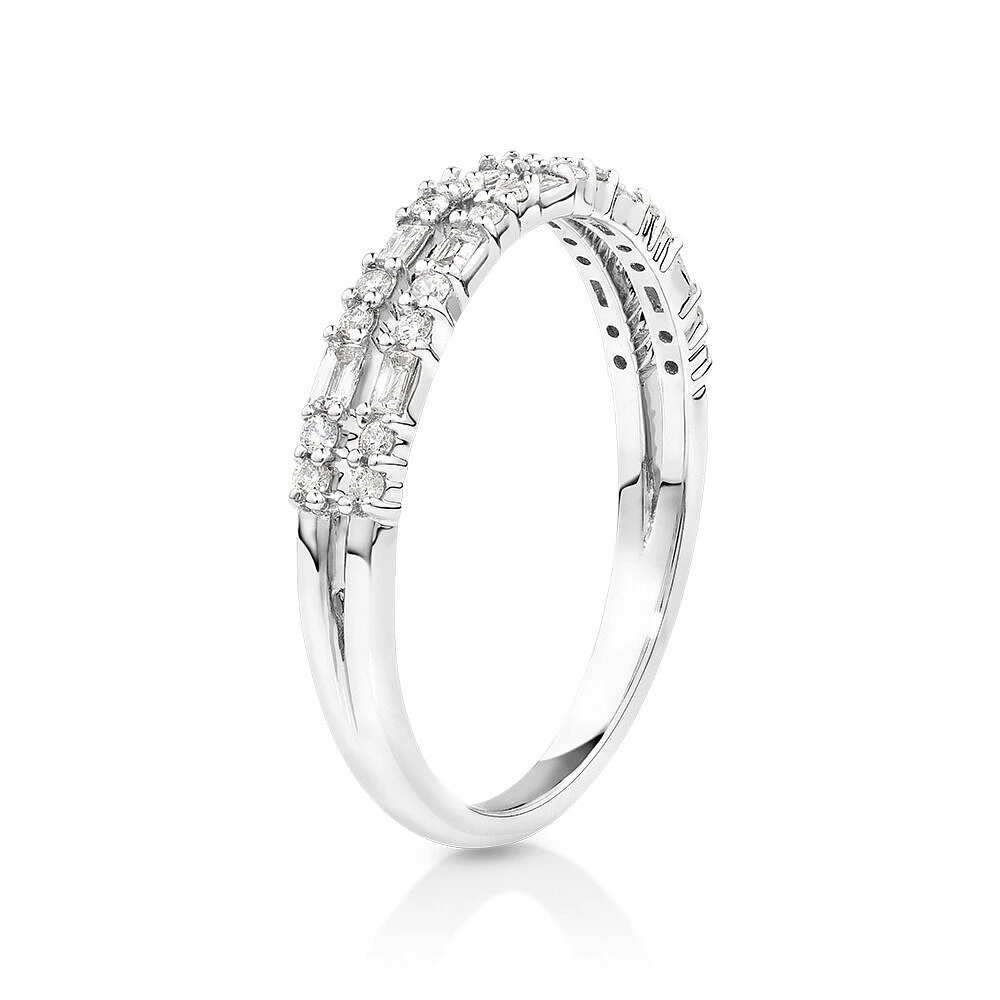 0.30 Carat TW Diamond Dot Dash Double Row Ring in 10kt White Gold