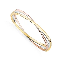 Tri Tone Oval Russian Bangle in 10kt Yellow, Rose and White Gold