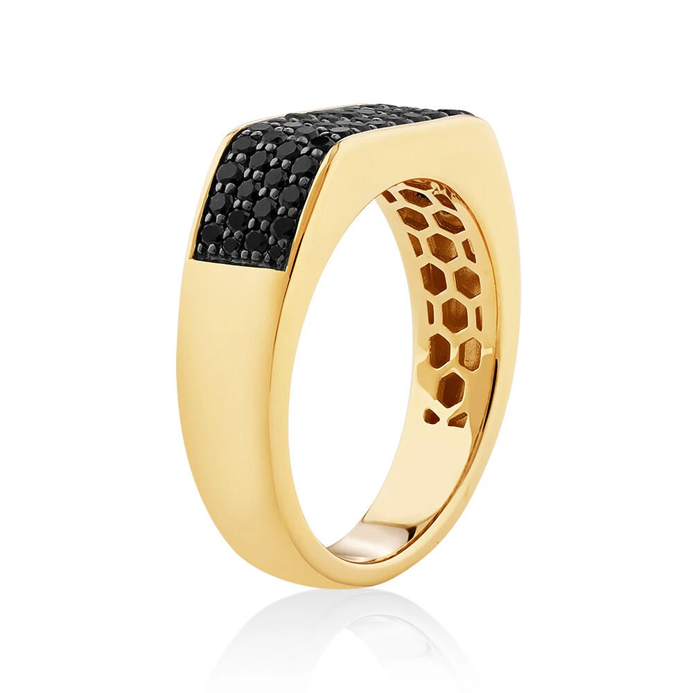 Men’s Ring with 0.95 Carat TW of Enhanced Black Diamonds in 10kt Yellow Gold