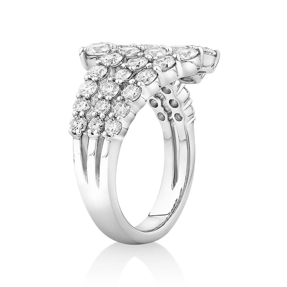 2,00 carats TW Bague bypass éventail graduée en diamant en or blanc 18kt