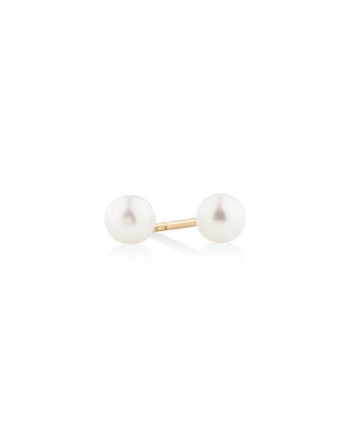 Stud Earrings with 4mm Round Cultured Freshwater Pearl in 10kt Yellow Gold