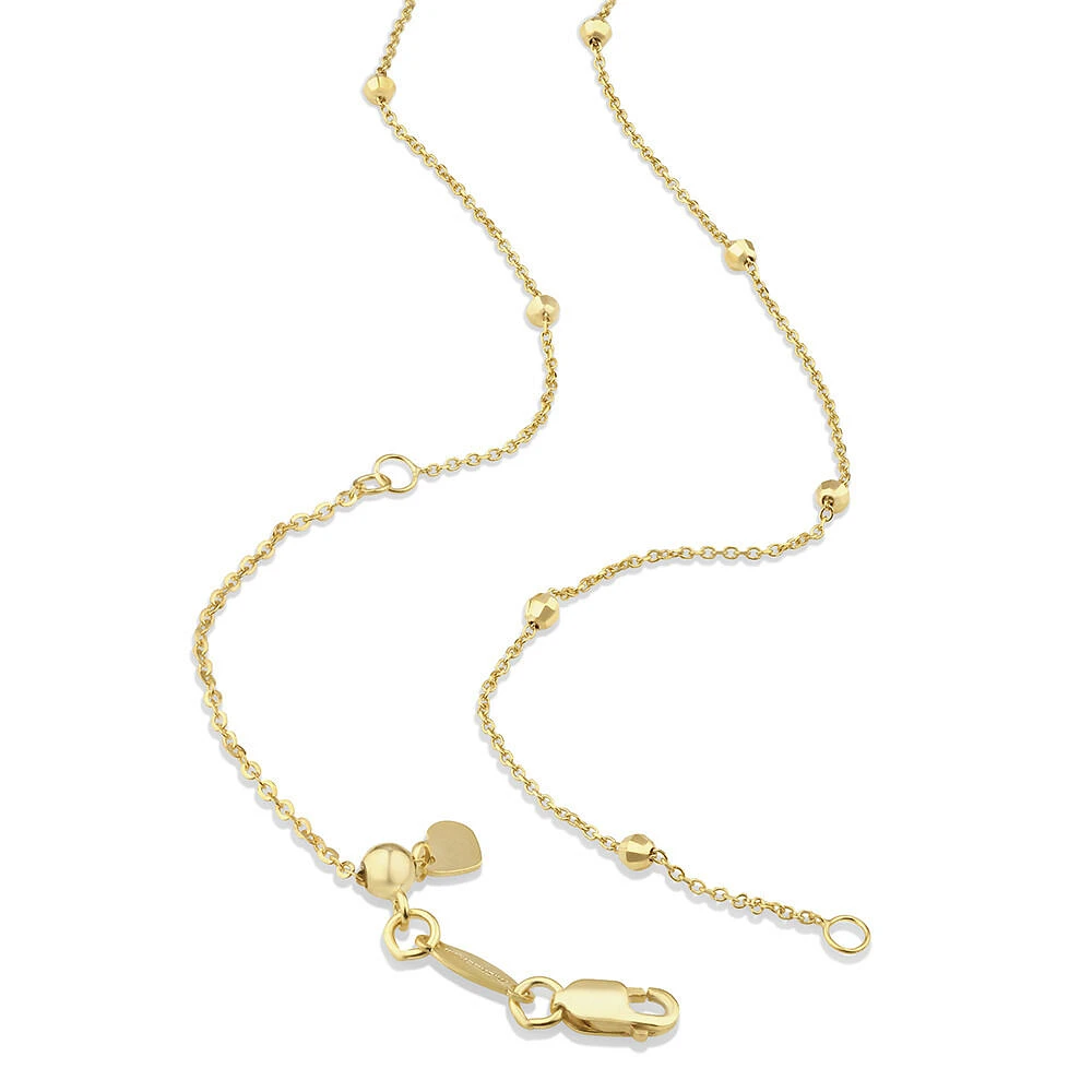 45cm (18") 2mm-2.5mm Width Adjustable Bead Necklace in 10kt Yellow Gold