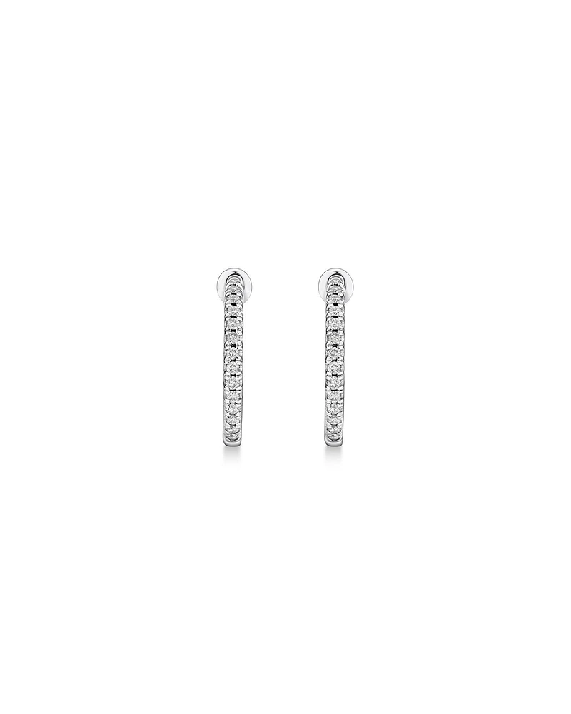 Hoop Earrings With 0.25 Carat TW Of Diamonds in 10kt White Gold