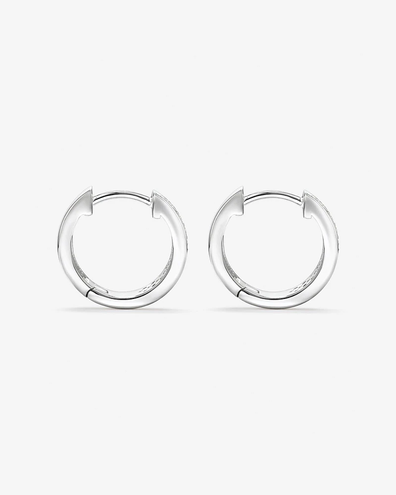 Reversible Huggie Earrings With Cubic Zirconia In Sterling Silver