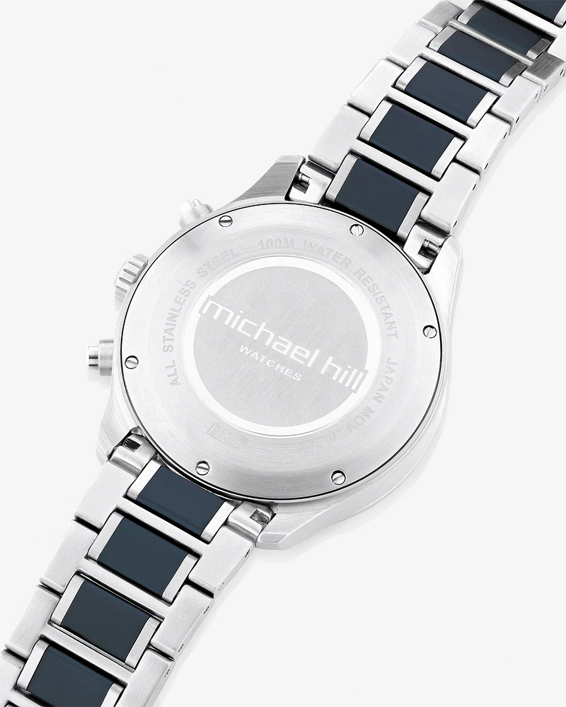 Montre à énergie solaire en acier inoxydable bleu pour homme