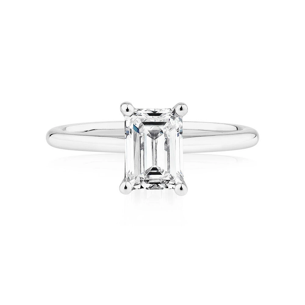 1.25 Carat Emerald Cut Laboratory-Grown Diamond Ring In 14kt White Gold