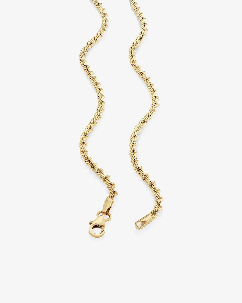 45cm (18") 2.5mm Rope Chain in 10kt Yellow Gold